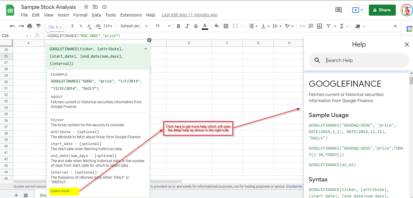 How to use Google sheets for stock analysis - Digital Lab